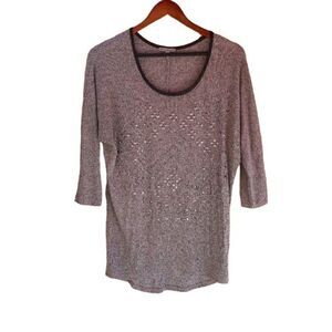 Charlotte Russe Top Tunic Waffle Knit Metallic Silver Studded Renaissance Sz M